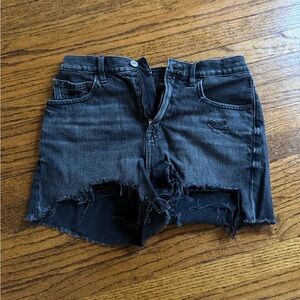 Distressed Black Denim Shorts